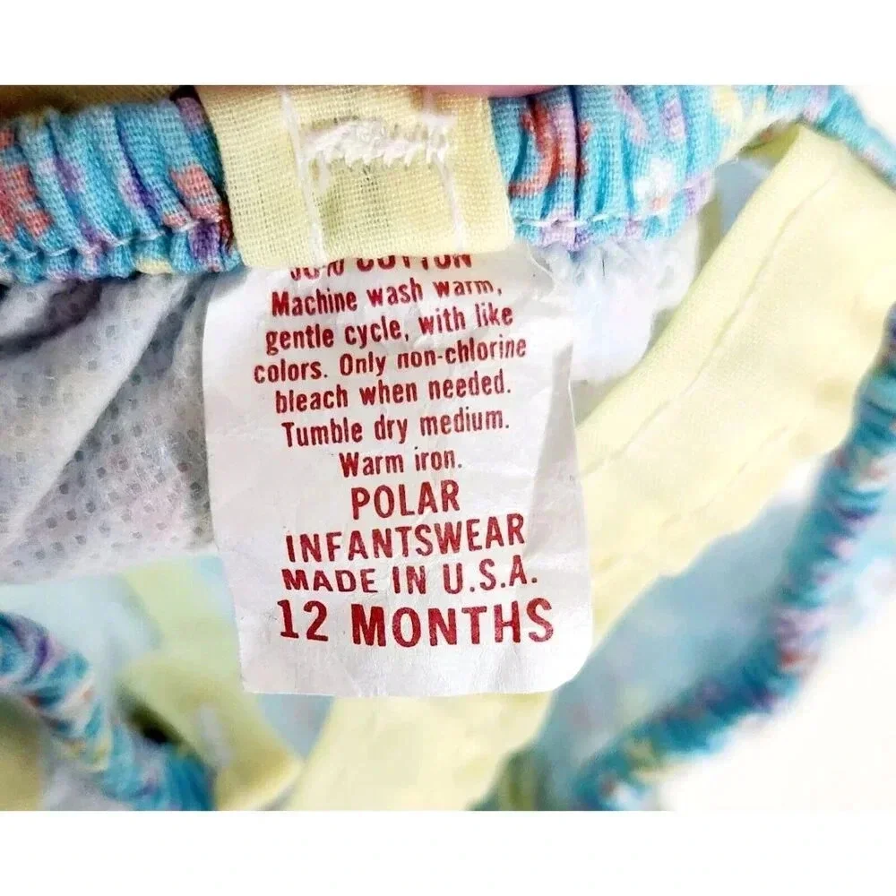 Vtg Polar Infantswear Girl Romper Sun Suite Floral 12 Months Made In USA - Picture 3 of 3
